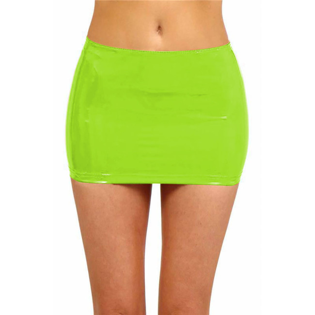PVC Leather Sexy Costume Skinny Mini Skirts for Women Solid Color Pencil Skirt Faux Latex Bodycon Skirt With Zipper Clubwear