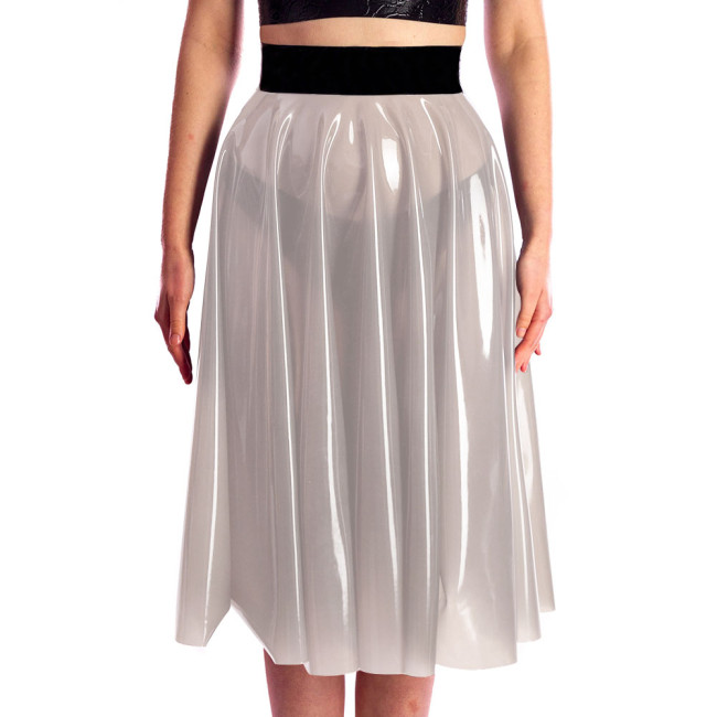 Fashion Vinyl Plastic High Waist Long Skirts Female Club Show Circle Skirts Fetish Transparent PVC Slim Skirts Cosplay Costume