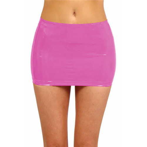 PVC Leather Sexy Costume Skinny Mini Skirts for Women Solid Color Pencil Skirt Faux Latex Bodycon Skirt With Zipper Clubwear