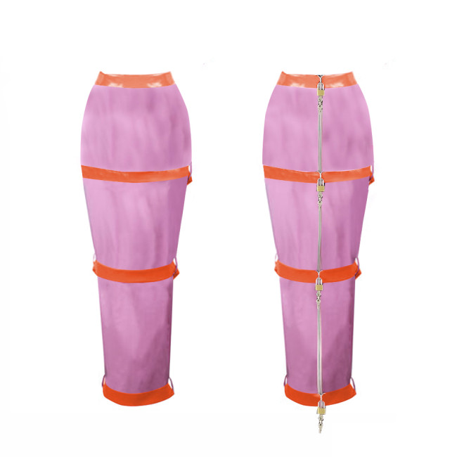 Lockable Hobble Skirts Sexy Female Women PVC Leather High Waist Bodycon Skirts Sissy Mens Crossdressering Long Pencil Skirts 7XL