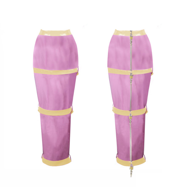 Lockable Hobble Skirts Sexy Female Women PVC Leather High Waist Bodycon Skirts Sissy Mens Crossdressering Long Pencil Skirts 7XL