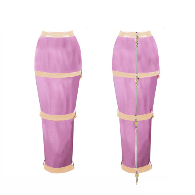 Lockable Hobble Skirts Sexy Female Women PVC Leather High Waist Bodycon Skirts Sissy Mens Crossdressering Long Pencil Skirts 7XL