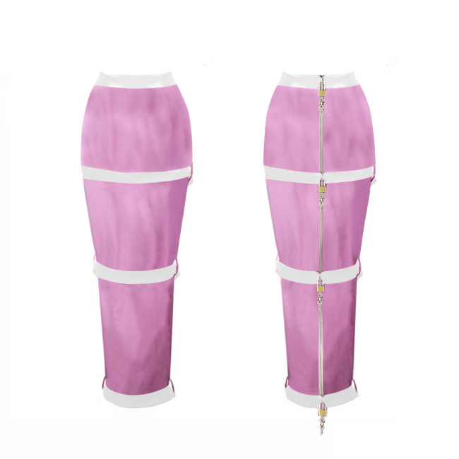 Lockable Hobble Skirts Sexy Female Women PVC Leather High Waist Bodycon Skirts Sissy Mens Crossdressering Long Pencil Skirts 7XL