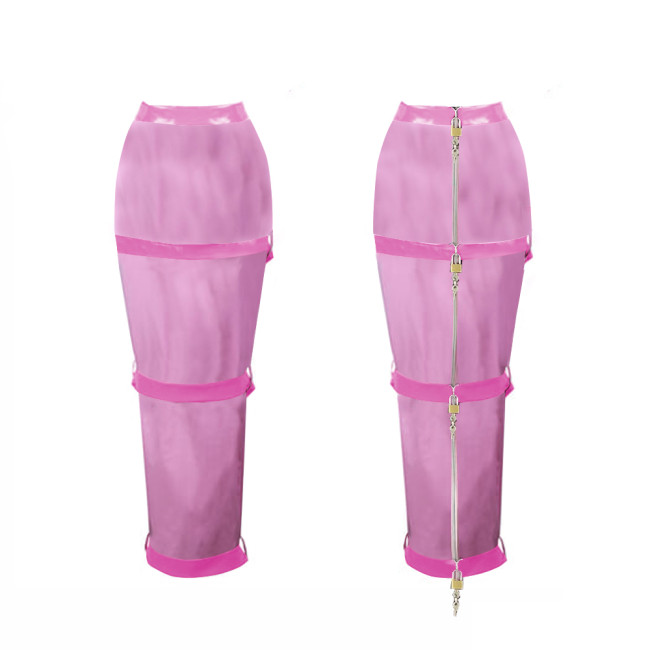 Lockable Hobble Skirts Sexy Female Women PVC Leather High Waist Bodycon Skirts Sissy Mens Crossdressering Long Pencil Skirts 7XL