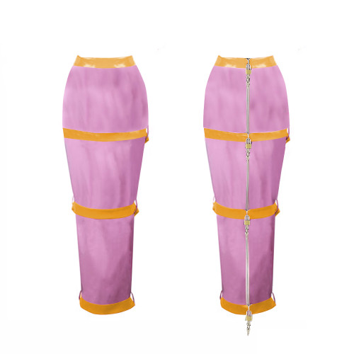 Lockable Hobble Skirts Sexy Female Women PVC Leather High Waist Bodycon Skirts Sissy Mens Crossdressering Long Pencil Skirts 7XL