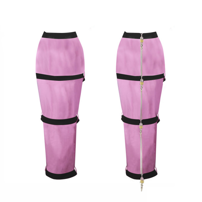 Lockable Hobble Skirts Sexy Female Women PVC Leather High Waist Bodycon Skirts Sissy Mens Crossdressering Long Pencil Skirts 7XL