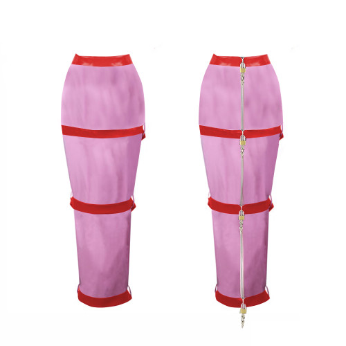 Lockable Hobble Skirts Sexy Female Women PVC Leather High Waist Bodycon Skirts Sissy Mens Crossdressering Long Pencil Skirts 7XL