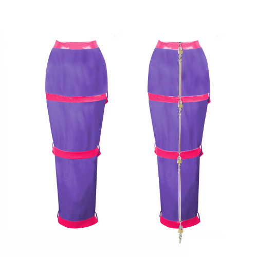 Lockable Long Skirts Mens Sissy Crossdressing PVC Leather Pencil Skirts Office Lady High Waist Stretch Ankle Length Skirts 7XL