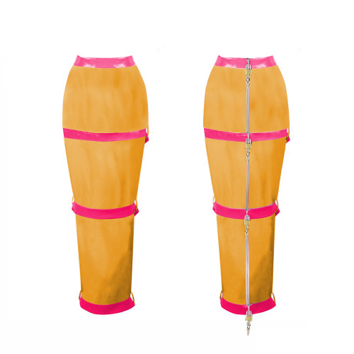 Lockable Long Skirts Mens Sissy Crossdressing PVC Leather Pencil Skirts Office Lady High Waist Stretch Ankle Length Skirts 7XL