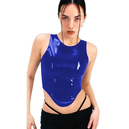 Gothic Women PVC Leather Camis Sexy Fashion Faux Latex Tank Skinny Short Crop Tops Latex Look Tanks High Stree Party Club Tanks