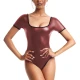 Wetlook Bodysuit Patent Leather Jumpsuit Women Shiny Dance Leotard Gymnastics Bodysuit Sleeveless One Piece Dance Stage Costume