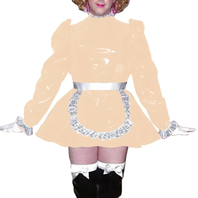 Adult Puffy Long Sleeve Maid Dress Outfits Party Anime Cosplay Costume White Lace Trimmed Maid Cross Dressing Dress Sets Wetlook