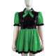 Black Ruffle Bowknot PVC Shiny Dress Puffy Bubble Sleeve Turn-down Collar Lolita A-line Dress Cross Dresser Maid Role Play Dress