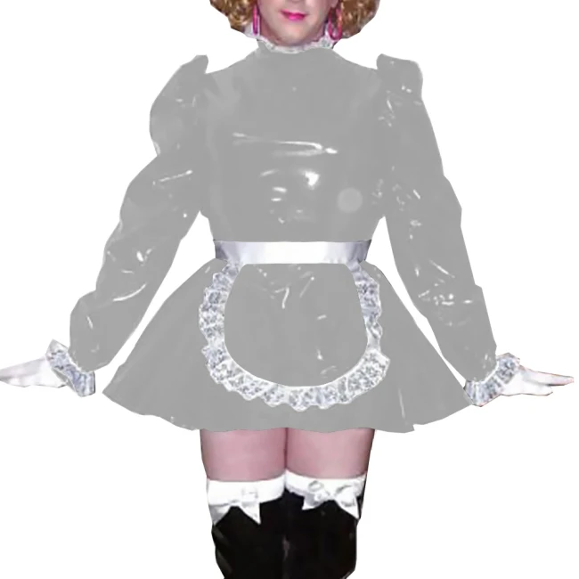 Adult Puffy Long Sleeve Maid Dress Outfits Party Anime Cosplay Costume White Lace Trimmed Maid Cross Dressing Dress Sets Wetlook