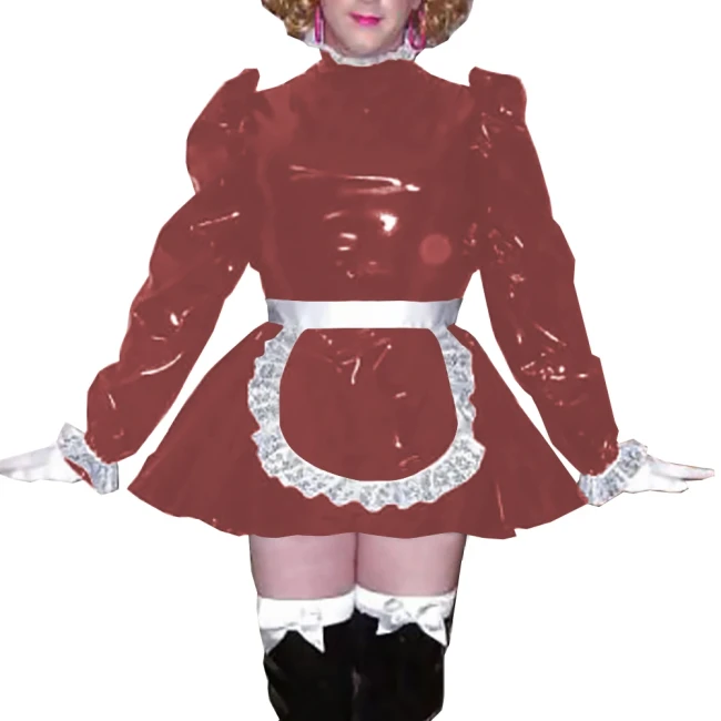 Adult Puffy Long Sleeve Maid Dress Outfits Party Anime Cosplay Costume White Lace Trimmed Maid Cross Dressing Dress Sets Wetlook