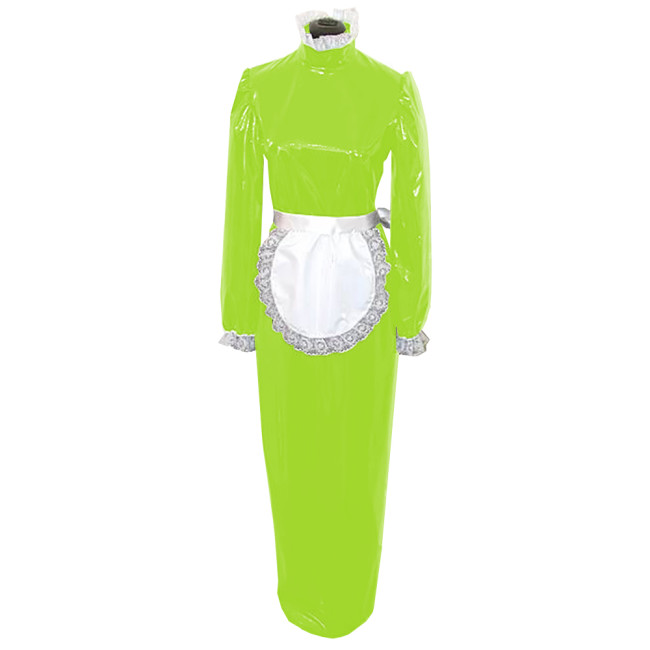 Lolita Maid Dress with White Lace Hem Unisex Adult High Neck Full Sleeve French Apron Maid Robe Exotic Cosplay Servant Dress 7XL