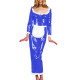 Unisex Cosplay Costumes with Sexy White Lace Hems Apron Scoop Neck Dress Long Sleeve Maxi Dress Vintage Maid Servant Outfit