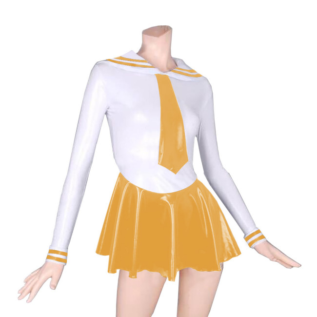 Naught Janpanse Student Cosplay Costume Two Piece Set Top Striped Lapel with Bottom Pleated Mini Skirt Popular Classic Role Play