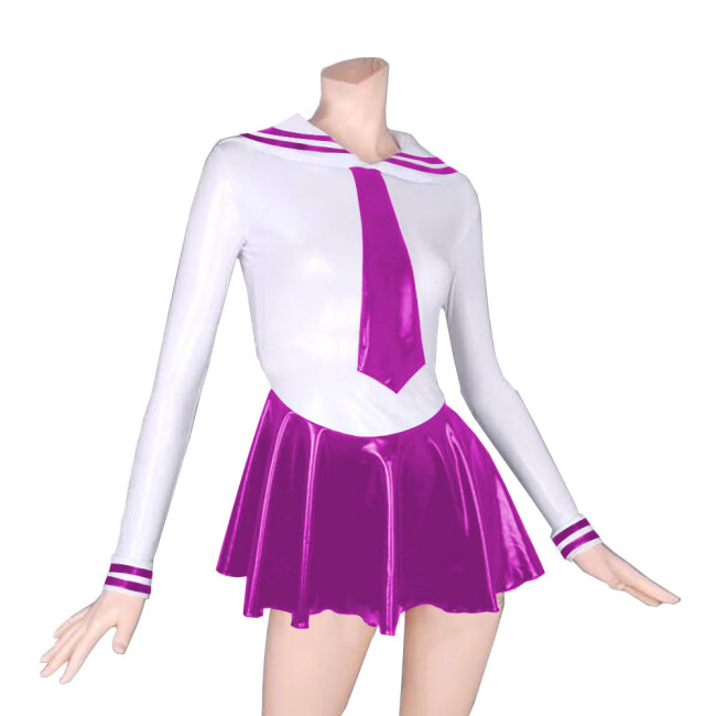 Naught Janpanse Student Cosplay Costume Two Piece Set Top Striped Lapel with Bottom Pleated Mini Skirt Popular Classic Role Play