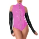 Women Exotic Lockable Catsuits Front Zipper with Locks Sleeveless Mock Neck Novelt Tight-fitting Bodysuits Ravely Party Appreal