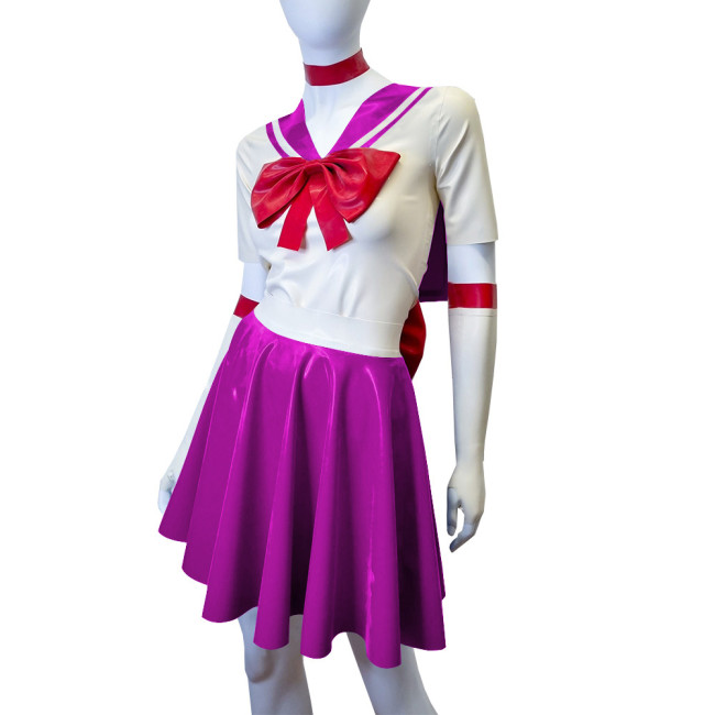 Shiny PVC Leather Sailor Suit Halloween Party Moon Cosplay Outfits Sissy Lolita Role Play JK Uniform Dress Sets Carnival Costume