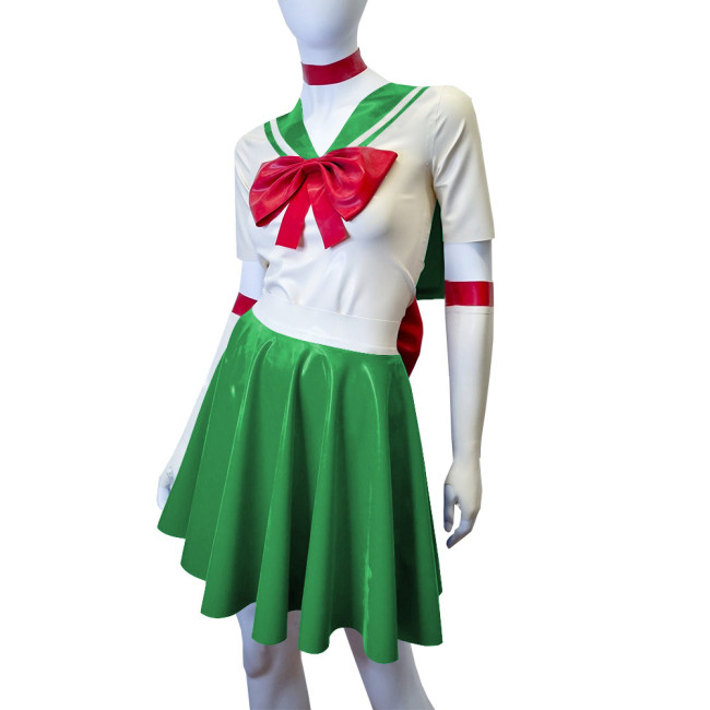 Shiny PVC Leather Sailor Suit Halloween Party Moon Cosplay Outfits Sissy Lolita Role Play JK Uniform Dress Sets Carnival Costume