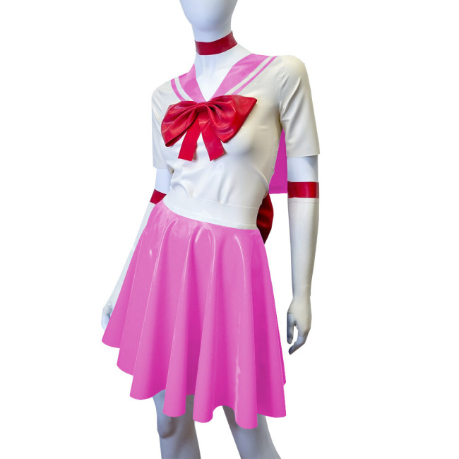 Shiny PVC Leather Sailor Suit Halloween Party Moon Cosplay Outfits Sissy Lolita Role Play JK Uniform Dress Sets Carnival Costume
