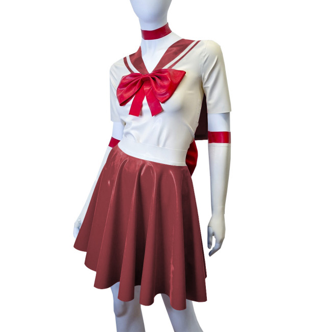 Shiny PVC Leather Sailor Suit Halloween Party Moon Cosplay Outfits Sissy Lolita Role Play JK Uniform Dress Sets Carnival Costume