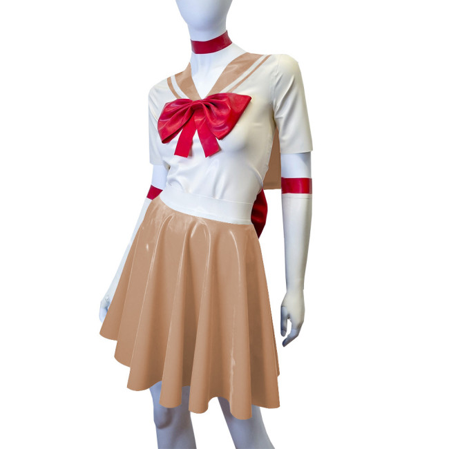 Shiny PVC Leather Sailor Suit Halloween Party Moon Cosplay Outfits Sissy Lolita Role Play JK Uniform Dress Sets Carnival Costume
