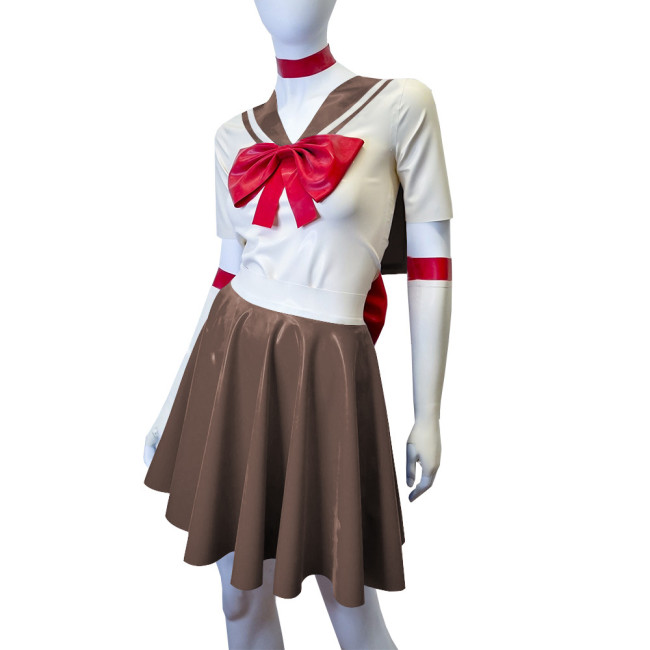 Shiny PVC Leather Sailor Suit Halloween Party Moon Cosplay Outfits Sissy Lolita Role Play JK Uniform Dress Sets Carnival Costume