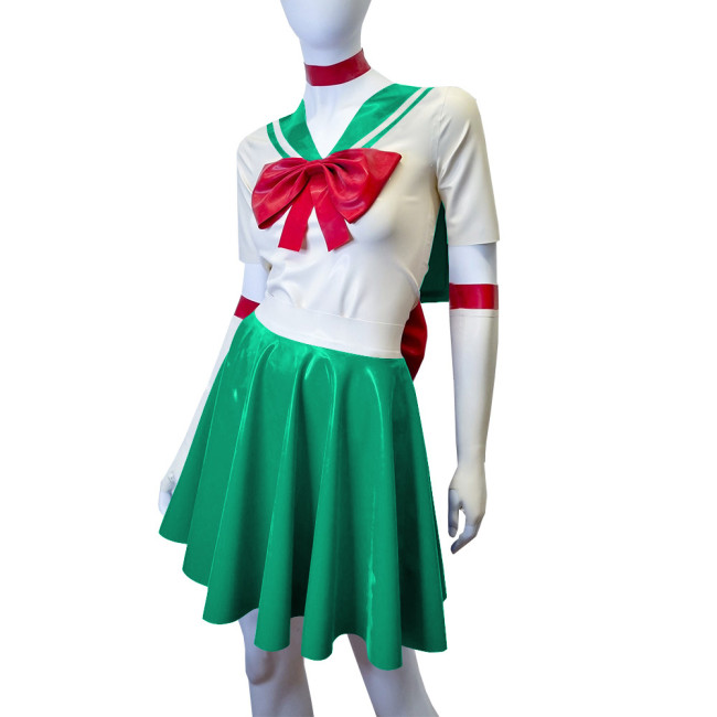 Shiny PVC Leather Sailor Suit Halloween Party Moon Cosplay Outfits Sissy Lolita Role Play JK Uniform Dress Sets Carnival Costume