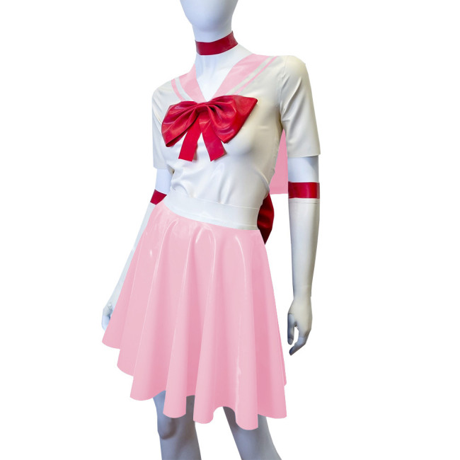 Shiny PVC Leather Sailor Suit Halloween Party Moon Cosplay Outfits Sissy Lolita Role Play JK Uniform Dress Sets Carnival Costume