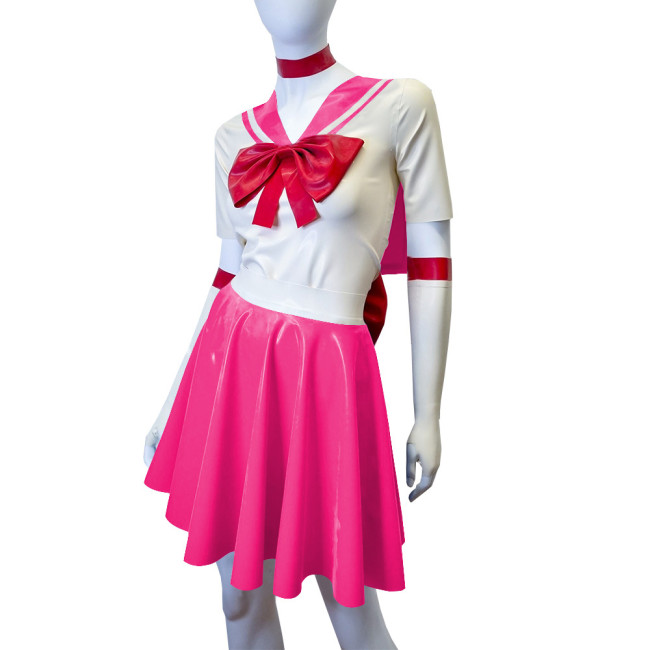 Shiny PVC Leather Sailor Suit Halloween Party Moon Cosplay Outfits Sissy Lolita Role Play JK Uniform Dress Sets Carnival Costume
