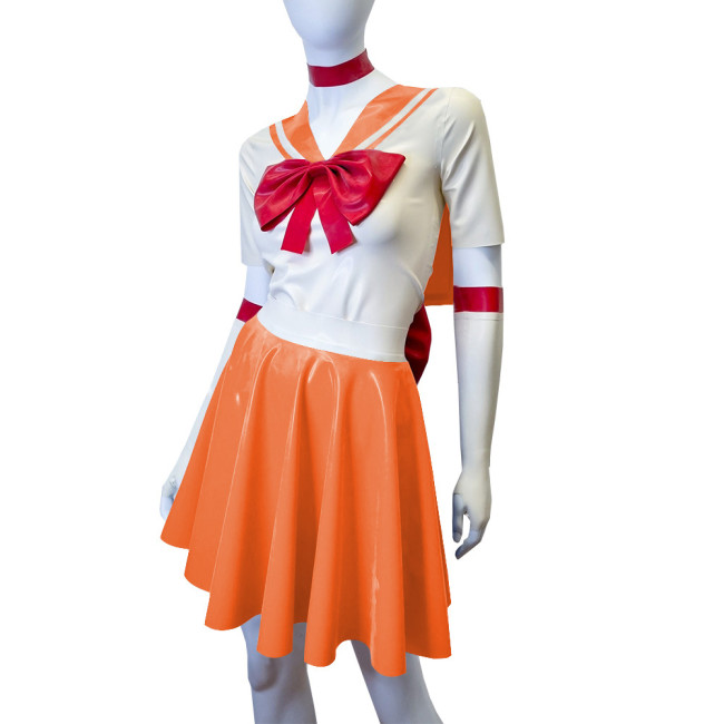 Shiny PVC Leather Sailor Suit Halloween Party Moon Cosplay Outfits Sissy Lolita Role Play JK Uniform Dress Sets Carnival Costume