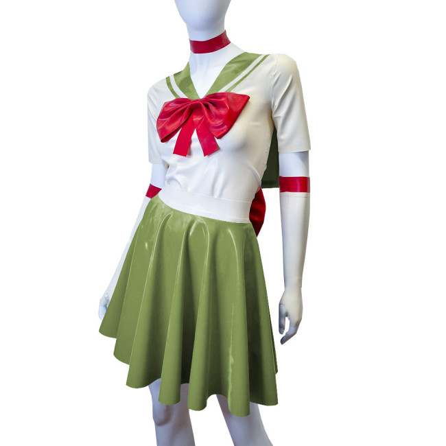 Shiny PVC Leather Sailor Suit Halloween Party Moon Cosplay Outfits Sissy Lolita Role Play JK Uniform Dress Sets Carnival Costume