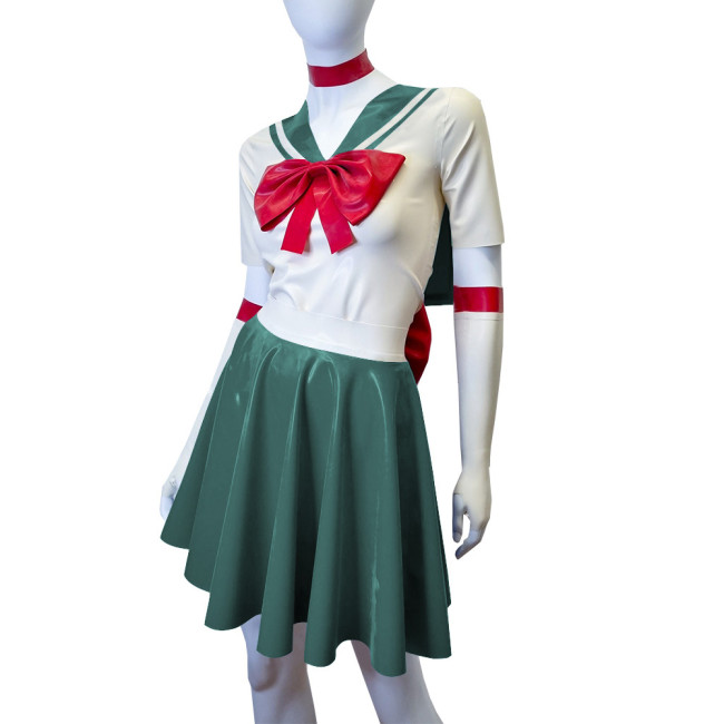 Shiny PVC Leather Sailor Suit Halloween Party Moon Cosplay Outfits Sissy Lolita Role Play JK Uniform Dress Sets Carnival Costume
