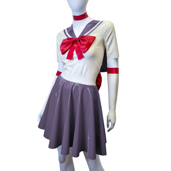 Shiny PVC Leather Sailor Suit Halloween Party Moon Cosplay Outfits Sissy Lolita Role Play JK Uniform Dress Sets Carnival Costume