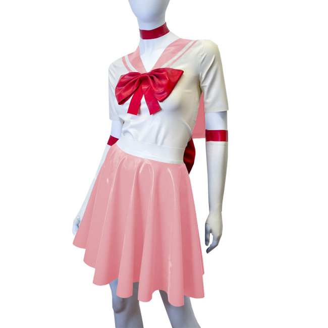 Shiny PVC Leather Sailor Suit Halloween Party Moon Cosplay Outfits Sissy Lolita Role Play JK Uniform Dress Sets Carnival Costume