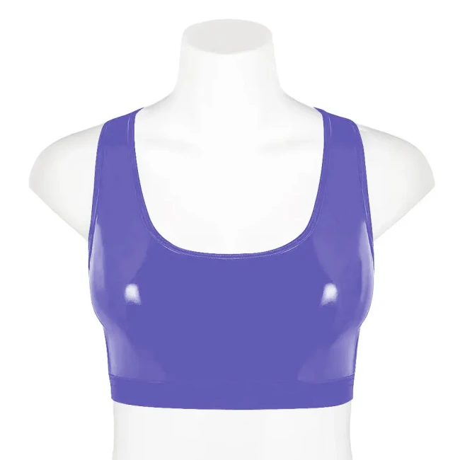 Punk Girls Gothic Tank Wetlook Shiny PVC Leather Women Sexy Crop Tops Fashion Casual Vest Slim Fit Scoop Neck Jumper streetwear