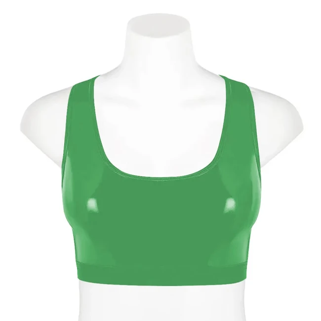 Punk Girls Gothic Tank Wetlook Shiny PVC Leather Women Sexy Crop Tops Fashion Casual Vest Slim Fit Scoop Neck Jumper streetwear
