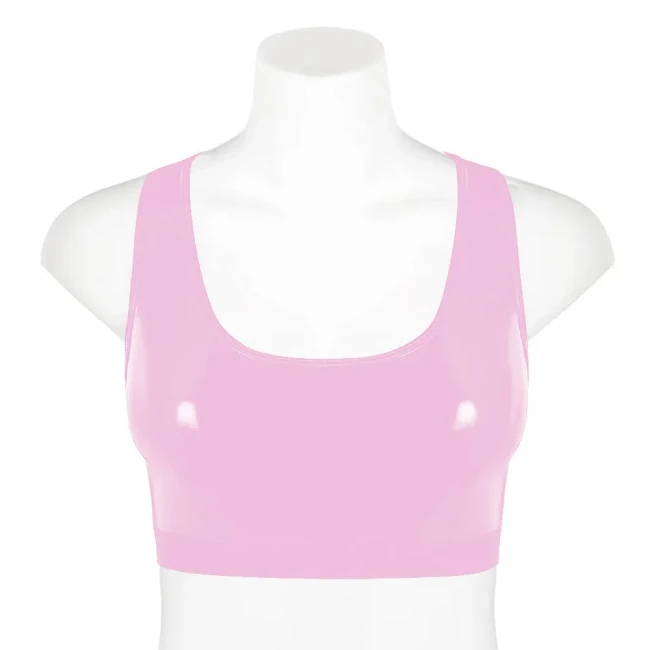 Punk Girls Gothic Tank Wetlook Shiny PVC Leather Women Sexy Crop Tops Fashion Casual Vest Slim Fit Scoop Neck Jumper streetwear