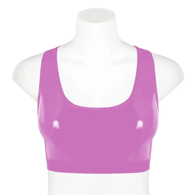 Punk Girls Gothic Tank Wetlook Shiny PVC Leather Women Sexy Crop Tops Fashion Casual Vest Slim Fit Scoop Neck Jumper streetwear