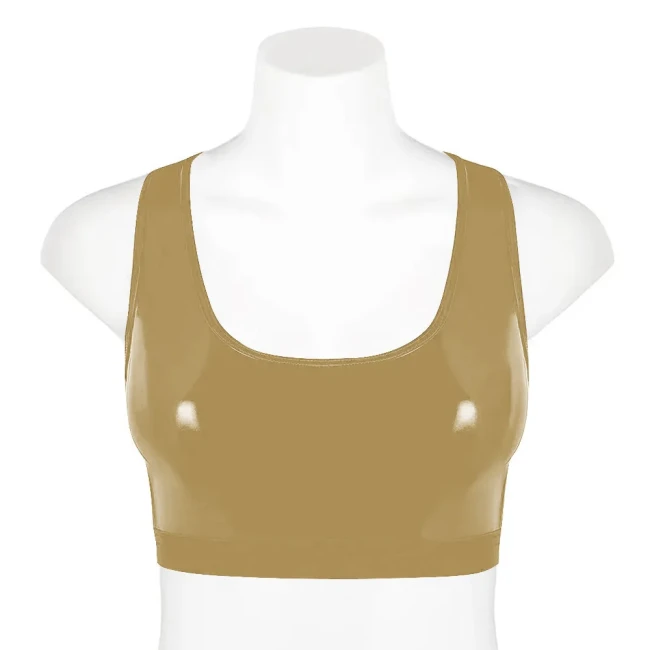 Punk Girls Gothic Tank Wetlook Shiny PVC Leather Women Sexy Crop Tops Fashion Casual Vest Slim Fit Scoop Neck Jumper streetwear