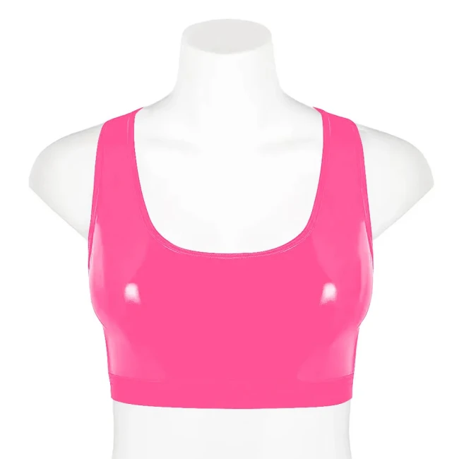 Punk Girls Gothic Tank Wetlook Shiny PVC Leather Women Sexy Crop Tops Fashion Casual Vest Slim Fit Scoop Neck Jumper streetwear