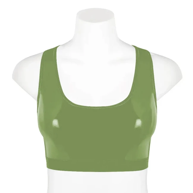 Punk Girls Gothic Tank Wetlook Shiny PVC Leather Women Sexy Crop Tops Fashion Casual Vest Slim Fit Scoop Neck Jumper streetwear