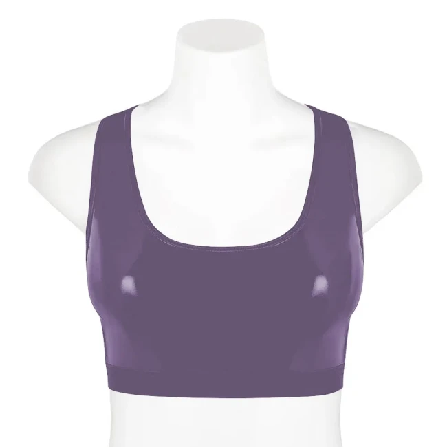 Punk Girls Gothic Tank Wetlook Shiny PVC Leather Women Sexy Crop Tops Fashion Casual Vest Slim Fit Scoop Neck Jumper streetwear