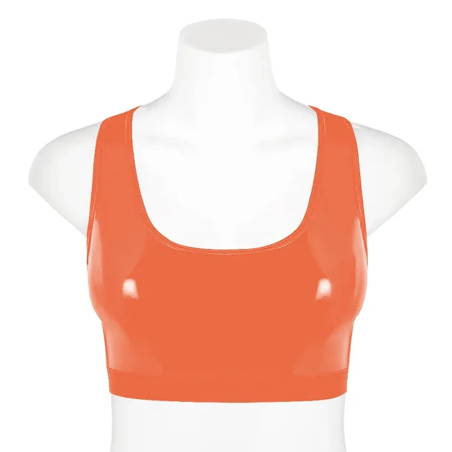 Punk Girls Gothic Tank Wetlook Shiny PVC Leather Women Sexy Crop Tops Fashion Casual Vest Slim Fit Scoop Neck Jumper streetwear