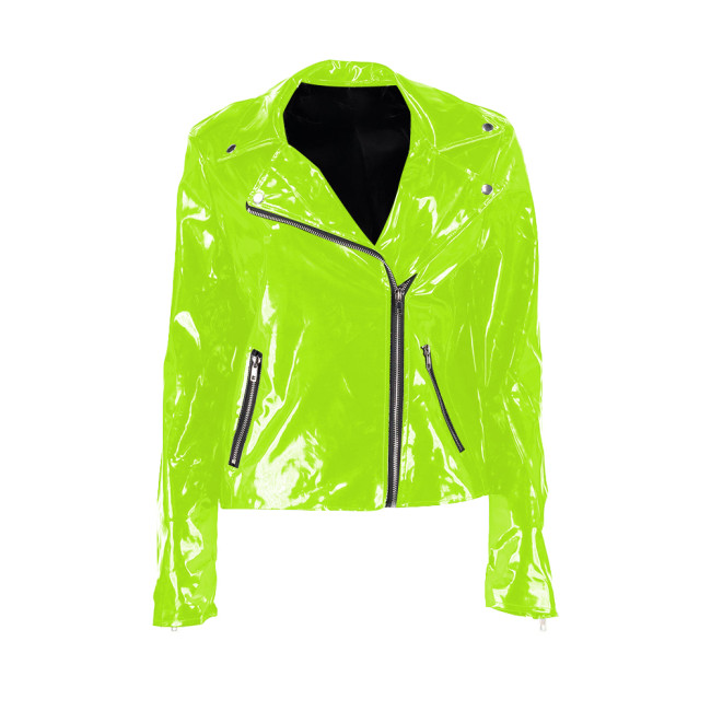 Gothic Coat Women Winter Jacket PVC Leather Hip Hop Party Long Sleeve Jackets Cool Front Zipper Slim Fit Coat Women Streetwear