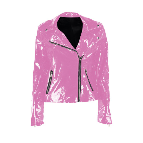 Gothic Coat Women Winter Jacket PVC Leather Hip Hop Party Long Sleeve Jackets Cool Front Zipper Slim Fit Coat Women Streetwear