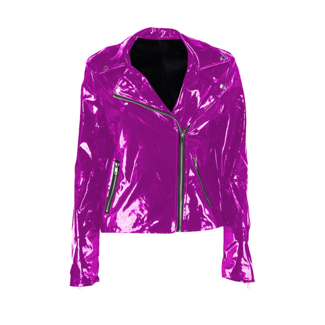 Gothic Coat Women Winter Jacket PVC Leather Hip Hop Party Long Sleeve Jackets Cool Front Zipper Slim Fit Coat Women Streetwear
